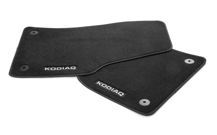 Set Covorase Textile Skoda, Fata si Spate, pentru Kodiaq NS7, Negru cu Inscripție Kodiaq (Nubuk Negru) - Skoda Shop