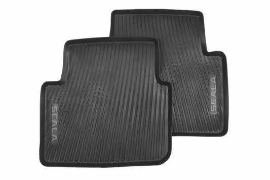 Covorase spate cauciuc Skoda Scala originale, negre, inscriptionate Scala