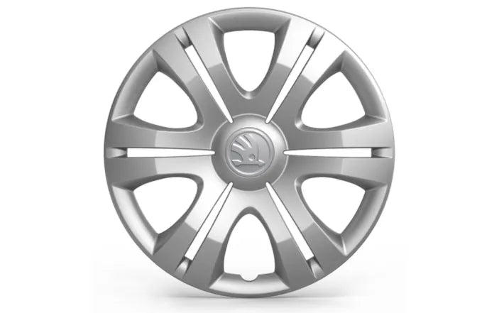 Set 4 capace ornamentale roti Skoda SIDUS 15", argintii, compatibile cu Octavia III, fabricate din plastic rezistent, design elegant si protectie eficienta.