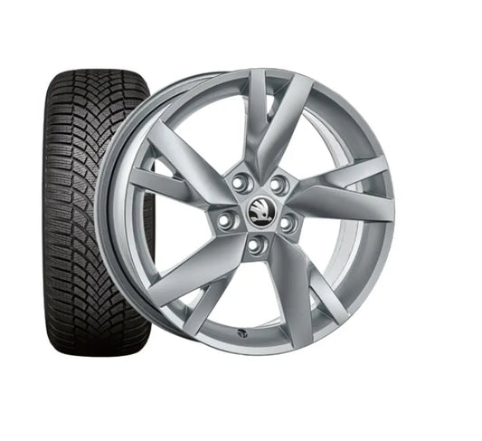Set roti iarna Skoda Octavia IV, jante aliaj Lyra 17" + anvelope Bridgestone Blizzak LM005, 205/55 R17 95V XL, aderenta si siguranta optima.