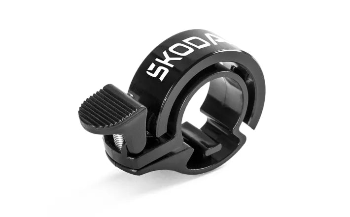 Sonerie bicicleta Skoda neagra aluminiu cu logo imprimat