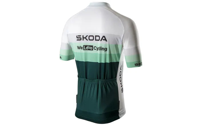 Tricou de ciclism pentru barbati Skoda Design - Alb, Smarald si Electric