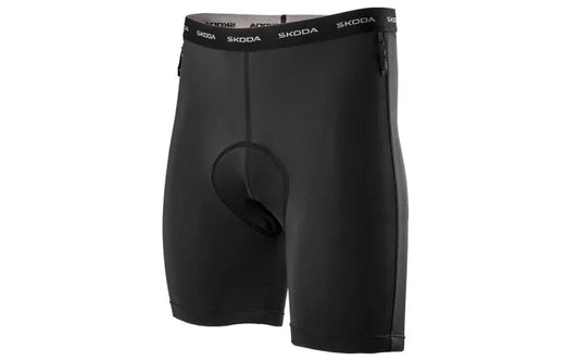 Pantaloni scurti MTB pentru barbati Skoda, cu captuseala interioara, marimea S, negru - Skoda Shop