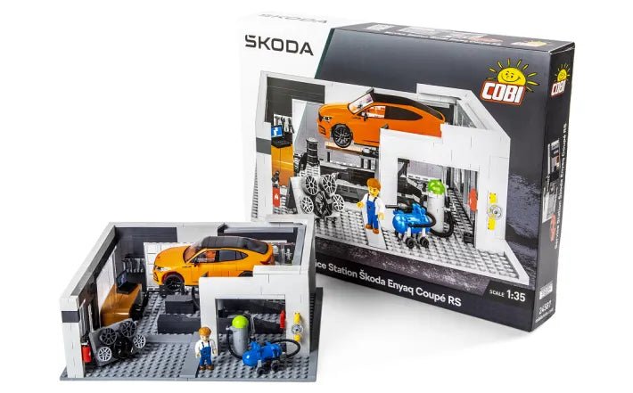 Set Škoda Servicestation cu Set de Construcție Enyaq Coupe RS pentru copii - Skoda Shop