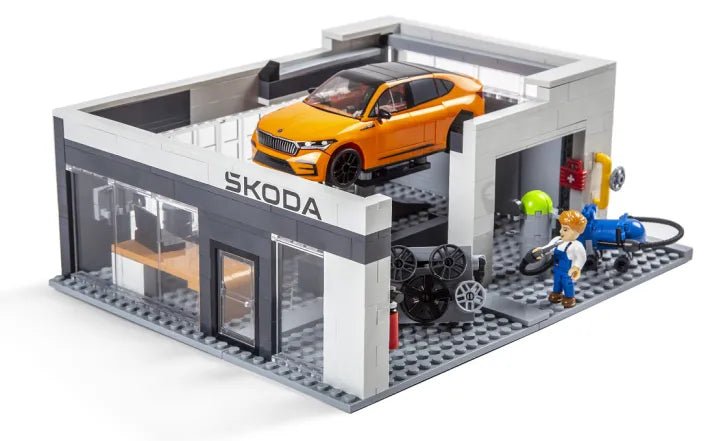 Set Škoda Servicestation cu Set de Construcție Enyaq Coupe RS pentru copii - Skoda Shop